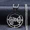 201 Stainless Steel Demon Seal Sigil Pendant Necklaces, Flat Round, Stainless Steel Color, 19.84 inch(50.4cm)