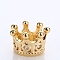 Brass Micro Pave Cubic Zirconia Beads, Crown, Golden, 10.8x7.2mm
