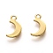 201 Stainless Steel Charms, moon, Real 18k Gold Plated, 10x6x0.5mm, Hole: 1.4mm