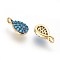 Brass Micro Pave Cubic Zirconia Charms, Teardrop, Deep Sky Blue, Gunmetal & Golden, 10x5x2mm, Hole: 1.2mm