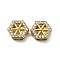 Ion Plating(IP)  304 Stainless Steel Slide Charms, with Rhinestone, Real 18K Gold Plated, Hexagon, 10.5x11.5x5mm, Hole: 6x2mm