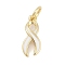 Brass Enamel Charms, with Jump Ring, Awareness Ribbon Charms, Long-Lasting Plated, Lead Free & Cadmium Free, Rack Plating, Real 18K Gold Plated, White, 13.5x5.5x2mm