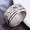 Laser Cut 304 Stainless Steel Finger Rings, Ring with Om mani padme hum, Platinum, US Size 10(19.8mm)