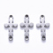 Tarnish Resistant 201 Stainless Steel Links Connectors, Laser Cut, Cross, Stainless Steel Color, 17x9x1.5mm, Hole: 1.6mm