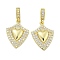Rack Plating Brass Micro Pave Cubic Zirconia Pendants, Cadmium Free & Lead Free, Long-Lasting Plated, Real 18K Gold Plated, Heart, 24x18x4mm, Hole: 6x3.5mm