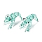 Handmade Lampwork Pendants, Shrimp Charms, Cyan, 19x35x18.5mm, Hole: 2.5x3mm