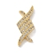 Rack Plating Brass Clear Cubic Zirconia Rhombus Connector Charms, Long-Lasting Plated, Cadmium Free & Lead Free, Real 18K Gold Plated, 8.5x20.5x3mm, Hole: 0.8mm
