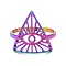 Ion Plating(IP) 304 Stainless Steel Triangle with Horse Eye Adjustable Ring for Women, Rainbow Color, US Size 6(16.5mm)