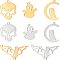 8Pcs 8 Style 201 Stainless Steel Pendants, Golden & Stainless Steel Color, 18~32x16~19x1mm, Hole: 1.5mm, 1pc/style
