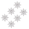 6Pcs Alloy Rhinestone Brooches, 8 Pointed Star Pins, Platinum, 41x42mm