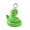 Opaque Resin Pendants, Animal Charms with Platinum Plated Iron Loops, Snake, 15.5x7.5x6.5mm, Hole: 1.8mm