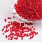 8/0 Frosted Round Glass Seed Beads, Red, Size: about 3mm in diameter, hole:1mm, about 1101pcs/50g