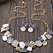 Flat Round & Oval & Square Zinc Alloy Enamel Pendant Necklaces & Stud Earrings Sets, Slate Gray, 420mm
