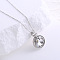 Stainless Steel Pave Clear Cubic Zirconia Flat Round Pendant Necklaces for Unisex, Stainless Steel Color