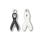 Alloy Enamel Pendants, Lead Free and Cadmium Free, Awareness Ribbon, Platinum Metal Color, Black, 19x8x1mm, Hole: 2mm