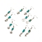 Synthetic Turquoise Chips Beaded Dangle Earrings, Brass Ocean Theme Long Drop Earrings for Women, Mixed Shape, Antique Silver, 50~55mm, Pin: 0.7mm