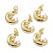 Brass Micro Pave Clear Cubic Zirconia Pendants, with Jump Ring, Long-Lasting Plated, Moon, Real 18K Gold Plated, 17x12.5x2.5mm, Jump Rings: 5x1mm, 3mm Inner Diameter