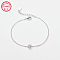 Anti-Tarnish Rhodium Plated 925 Sterling Silver Letter Cubic Zirconia Link Bracelets, Cable Chains Bracelets for Women, Letter Z, 6-1/4 inch(16cm)