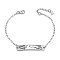 Rhodium Plated 925 Sterling Silver Bracalet, with Grade AAA Cubic Zirconia, Rectangle with Footprint, with S925 Stamp, Platinum, 6-3/4 inch(17cm)
