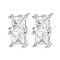 Brass Pave Clear Cubic Zirconia Rectangle Stud Earrings for Women, Platinum, 10x5.5mm