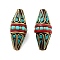 Handmade Indonesia Beads, with Brass and Resin, Bicone, Red, 39x17mm, Hole: 1.9mm