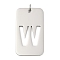 304 Stainless Steel Pendants, with Jump Ring, Rectangle with Hollow Letter Charm, Anti-Tarnish, Laser Cut, Letter W, 49.5x28x1.5mm, Hole: 6.5mm