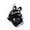 Opaque Resin Pendants, Cute Rabbit Charms, with Platinum Tone Iron Loops, Black, 32x27.5x13.5mm, Hole: 2mm