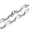 Iron Venetian Chains, Box Chain, Flat Oval Paperclip Cable Chains Necklace Making, with Brass Lobster Clasps, Unwelded, Platinum, 24.21 inch(61.5cm) long, Link: 14x5x3mm,Jump Ring: 7x1mm, 4.5mm inner diameter