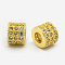 Brass Cubic Zirconia Beads, Column, Golden, 6x5mm, Hole: 3mm