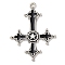 Alloy Pendants, with Black Enamel, Antique Silver, Cross with Star Charm, 53.5x38.5x2.5mm, Hole: 2.5mm