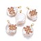 Natural Cultured Freshwater Pearl Pendants, with Brass Micro Pave Cubic Zirconia Findings, Nuggets with Constellation, Golden, Fuchsia, Aquarius, 17~22x11~16x5~11mm, Hole: 1.6mm