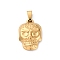 201 Stainless Steel Pendants, Skull Charm, PVD Vacuum Plating, Golden, 24x16.5x5mm, Hole: 7x3mm