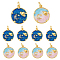 8Pcs 2 Colors Rack Plating Brass Micro Pave Cubic Zirconia Pendants, with Enamel and Jump Ring, Cadmium Free & Nickel Free & Lead Free, Real 18K Gold Plated, Flat Round with Moon & Planet, Mixed Color, 16.5x14x2.5mm, Hole: 3.4mm, 4pcs/color