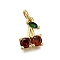 Brass Micro Pave Clear Cubic Zirconia Pendants, Cherry Charms, Long-Lasting Plated, Rack Plating, Lead Free & Cadmium Free, with Jump Ring, Real 18K Gold Plated, 11.5x8.5x3.5mm, Hole: 3mm
