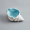 Conch Ceramics Jewelry Plates, Jewelry Plate, Storage Tray for Rings, Necklaces, Earring, Aqua, 125x70x60mm
