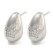 Rack Plating Brass Micro Pave Clear Cubic Zirconia Stud Earring, Cadmium Free & Lead Free, Long-Lasting Plated, Teardrop, Real 18K Gold Plated, Star, 19x12mm