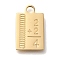 PVD Vacuum Plating 304 Stainless Steel Pendants, Rectangle with Number Charm, Real 18K Gold Plated, 17x10x1mm, Hole: 2.5mm