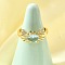 Ocean Theme Brass Micro Pave Cubic Zirconia Cuff Rings for Women, Cadmium Free & Lead Free, Real 18K Gold Plated, Crab, 9x15.5mm