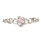Brass Micro Pave Cubic Zirconia Fold Over Clasps, Cadmium Free & Nickel Free & Lead Free, Flower, Platinum, 66mm, Flower: 47x18.5x5.5mm, Clasp: 12.5x6.5x5.5mm