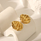Irregular Texture Geometric 304 Stainless Steel Stud Earrings, Golden, Oval, 26x23mm