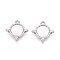 304 Stainless Steel Pendant Cabochon Settings, Star, Stainless Steel Color, Tray: 8mm, 15x14.5x2mm, Hole: 1.4mm