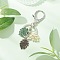 Tropical Leaf Baking Painted Alloy Pendant Keychains, with Iron Key Rings and Alloy Lobster Claw Clasps, Platinum & Golden, 85mm
