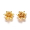 3D Brass Bead Caps, Flower, Multi-Petal, Golden, Tray: 5mm, 16x6.5mm, Hole: 0.8mm