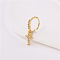 Brass Micro Pave Clear Cubic Zirconia Dangle Hoop Nose Rings, Golden, Cross, 10mm