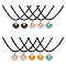 30Pcs 5 Color Zinc Alloy Enamel Shell Shape Pendant Necklaces Set with ABS Plastic Imitation Pearl Beaded, Mixed Color, 17.72 inch(45cm), 6Pcs/color