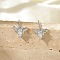 Brass Micro Pave Clear Cubic Zirconia Stud Earrings, Lead Free & Cadmium Free, Long-Lasting Plated, Rack Plating, Platinum, Butterfly, 8x10mm