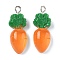 Opaque Resin Pendants, with Platinum Iron Loops, Carrot, 31x11.5x8mm, Hole: 2.5mm