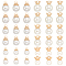 60Pcs 6 Styles Alloy Pendants, with Plastic Imitation Pearl Beads, Light Gold, Round, WhiteSmoke, 11~17.5x8~12mm, Hole: 1.6~2.3mm, 10pcs/style