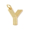 Brass Pendants, with Jump Ring, Letter Charms, Rack Plating, Long-Lasting Plated, Cadmium Free & Lead Free, Real 18K Gold Plated, Letter Y, 14x12x1.5mm, Hole: 3.5mm