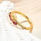 Brass Micro Pave Cubic Zirconia Cuff Rings for Women, Cadmium Free & Nickel Free & Lead Free, Rectangle, Real 18K Gold Plated, Inner Diameter: 17.8mm